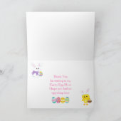 Carte De Remerciements Chasse aux oeufs de Pâques rose mignonne et poulet (Intérieur)