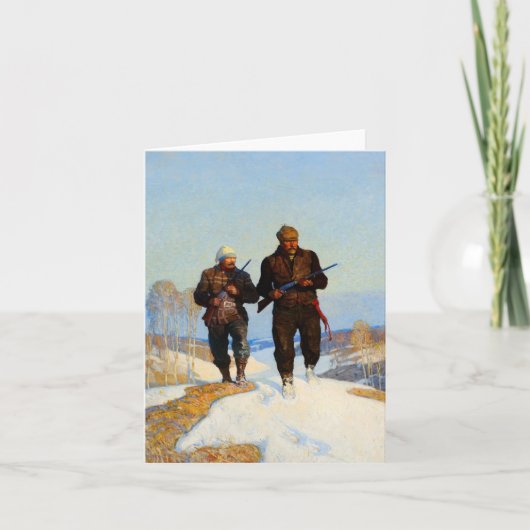 Carte De Remerciements Chasseurs de cerfs par Newell Convers Wyeth (Devant)