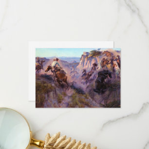 Carte De Remerciements Chasseurs de chevaux sauvages, 1913 par Charles Ma