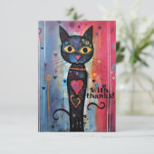 Carte De Remerciements Chat Abstrait Artistique à grand oeil (Debout devant)