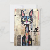 Carte De Remerciements Chat Abstrait Artistique à grand oeil (Devant)