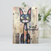 Carte De Remerciements Chat Abstrait Artistique à grand oeil (Debout devant)