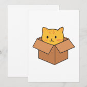 Carte De Remerciements Chat assis à l'intérieur du carton (Devant / Derrière)