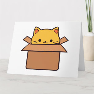 Carte De Remerciements Chat assis à l'intérieur du carton