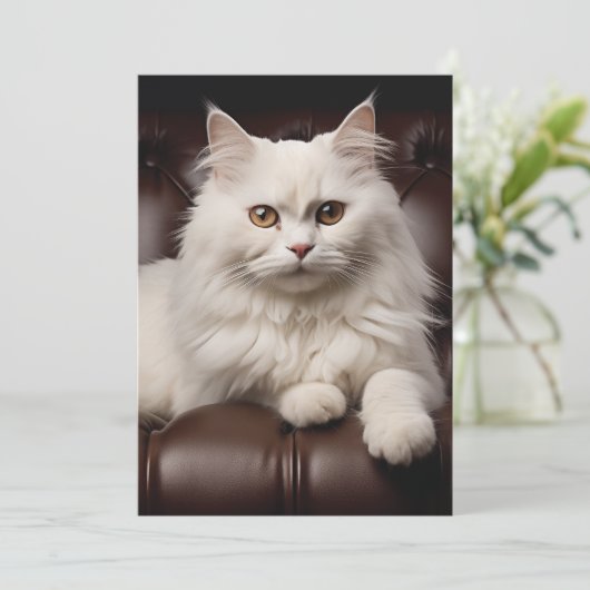 Carte De Remerciements Chat blanc majestueux (Debout devant)