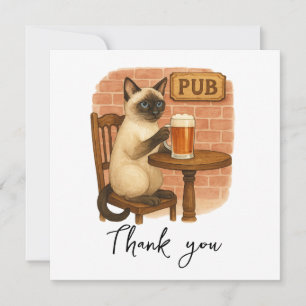 Carte De Remerciements Chat boit de la bière dans Irish Pub
