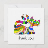 Carte De Remerciements Chat coloré (Devant)