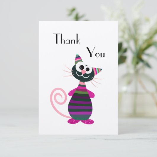 Carte De Remerciements Chat coloré mignon (Debout devant)