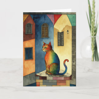 Carte De Remerciements Chat dans le village