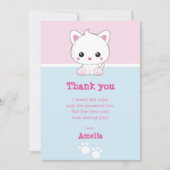 Carte De Remerciements Chat de blanc de Kawaii (Devant)