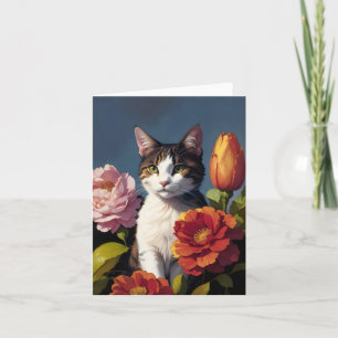 Carte De Remerciements chat de fleurs