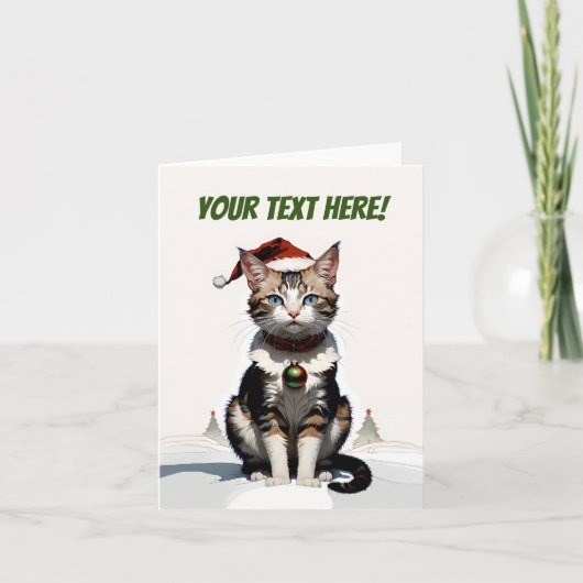 Carte De Remerciements chat de Noël mignon (Devant)