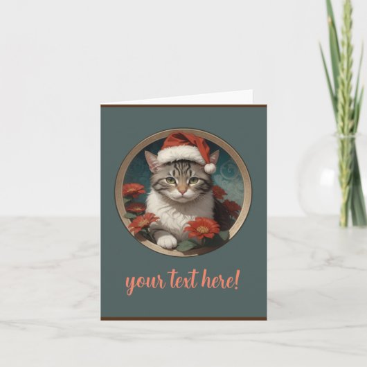 Carte De Remerciements chat de Noël mignon (Devant)