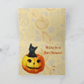Carte De Remerciements Chat en Citrouille (Intérieur)