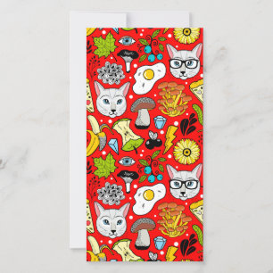 Carte De Remerciements Chat et oeuf sur le rouge