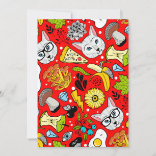 Carte De Remerciements Chat et oeuf sur le rouge