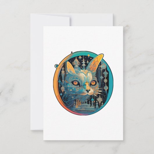 Carte De Remerciements Chat étrange qui fixe vos phares (Devant)