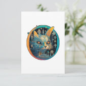 Carte De Remerciements Chat étrange qui fixe vos phares (Debout devant)