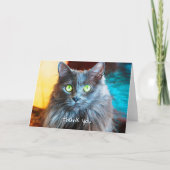 Carte De Remerciements Chat gris mignon simple typographie manuscrite dou (Devant)