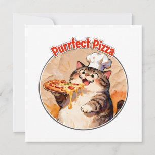 Carte De Remerciements Chat heureux chef avec pizza