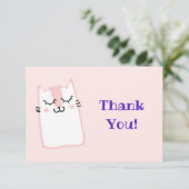 Carte De Remerciements Chat Kitty Dormant rose (Debout devant)
