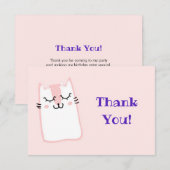 Carte De Remerciements Chat Kitty Dormant rose (Devant / Derrière)