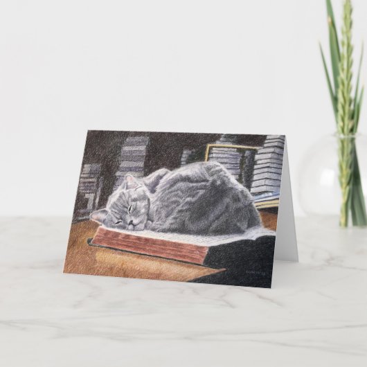 Carte De Remerciements Chat Librairie (Devant)