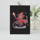 Carte De Remerciements Chat Mage Rouge mûre (Debout devant)