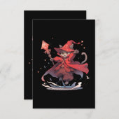Carte De Remerciements Chat Mage Rouge mûre (Devant / Derrière)