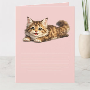 Carte De Remerciements Chat Maine Coon heureux Design de vibrations posit