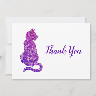 Carte De Remerciements Chat Mandala Violet