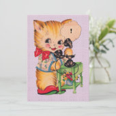 Carte De Remerciements Chat mignon Kitsch Kawaii avec impression de télép (Debout devant)