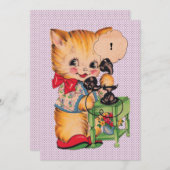 Carte De Remerciements Chat mignon Kitsch Kawaii avec impression de télép (Devant / Derrière)