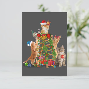 Carte De Remerciements Chat Noël Arbre Vilaire Noël Chat Maman Chat Papa