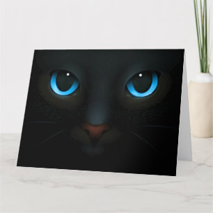 Carte De Remerciements Chat noir bleu-teint se mêlant à l'art nocturne