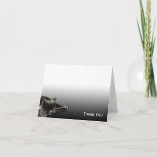 Carte De Remerciements Chat noir de sommeil sur le gradient noir