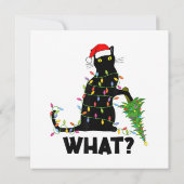 Carte De Remerciements Chat Noir Drôle Poussant Arbre De Noël Sur Chat Ch (Dos)