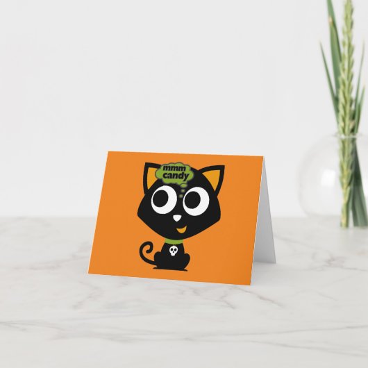 Carte De Remerciements Chat Noir Mmm Candy Halloween (Devant)