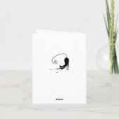 Carte De Remerciements Chat noir s'étirant avec les fleurs noires et (Dos)
