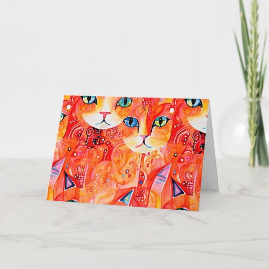 Carte De Remerciements chat orange Abstrait (Devant)