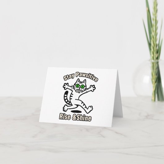 Carte De Remerciements Chat Restez Positif (Devant)