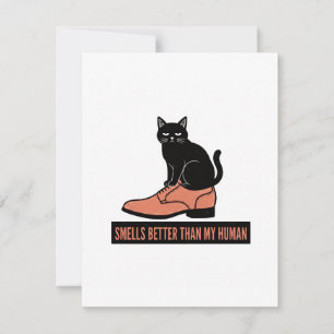 Carte De Remerciements Chat sarcastique en linogravure dans une chaussure