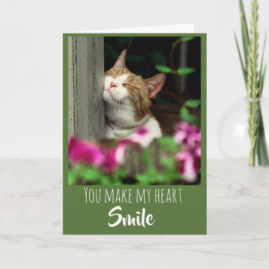 Carte De Remerciements Chat Souriant Dit Que Tu Fais Sourire Mon Coeur (Devant)