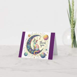 Carte De Remerciements Chat super sur la Lune