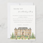 Carte De Remerciements Chateau Chateau Manor Watercolor Mariage (Devant)