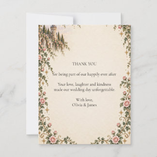 Carte De Remerciements Château de conte de fées Storybook Rose Mariage Me