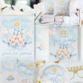 Carte De Remerciements Château Fairytale couronne bleu ballons garçon