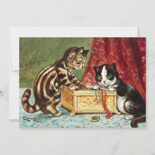 Carte De Remerciements Chatons au trésor par Louis Wain (Devant)