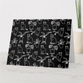 Carte De Remerciements Chats blancs en noir (Devant)