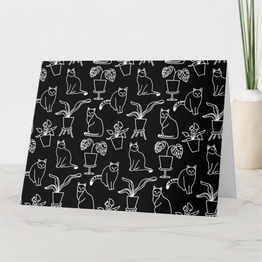 Carte De Remerciements Chats blancs en noir (Devant)